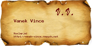 Vanek Vince névjegykártya
